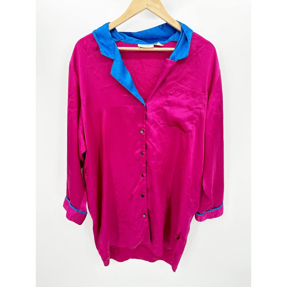 Victoria's Secret Gold Label Purple Blue Night Gown Shirt Women's Size Large L
